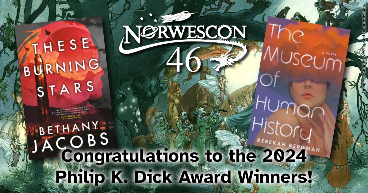 Congratulations to Rebekah Bergman, Special Citation winner for The Museum of Human History, and to Bethany Jacobs, Philip K. Dick Award winner for These Burning Stars!

#RebekahBergman #BethanyJacobs #PhilipKDickAward
