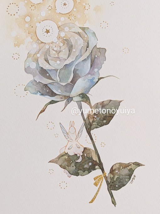 「blue rose ribbon」 illustration images(Latest)