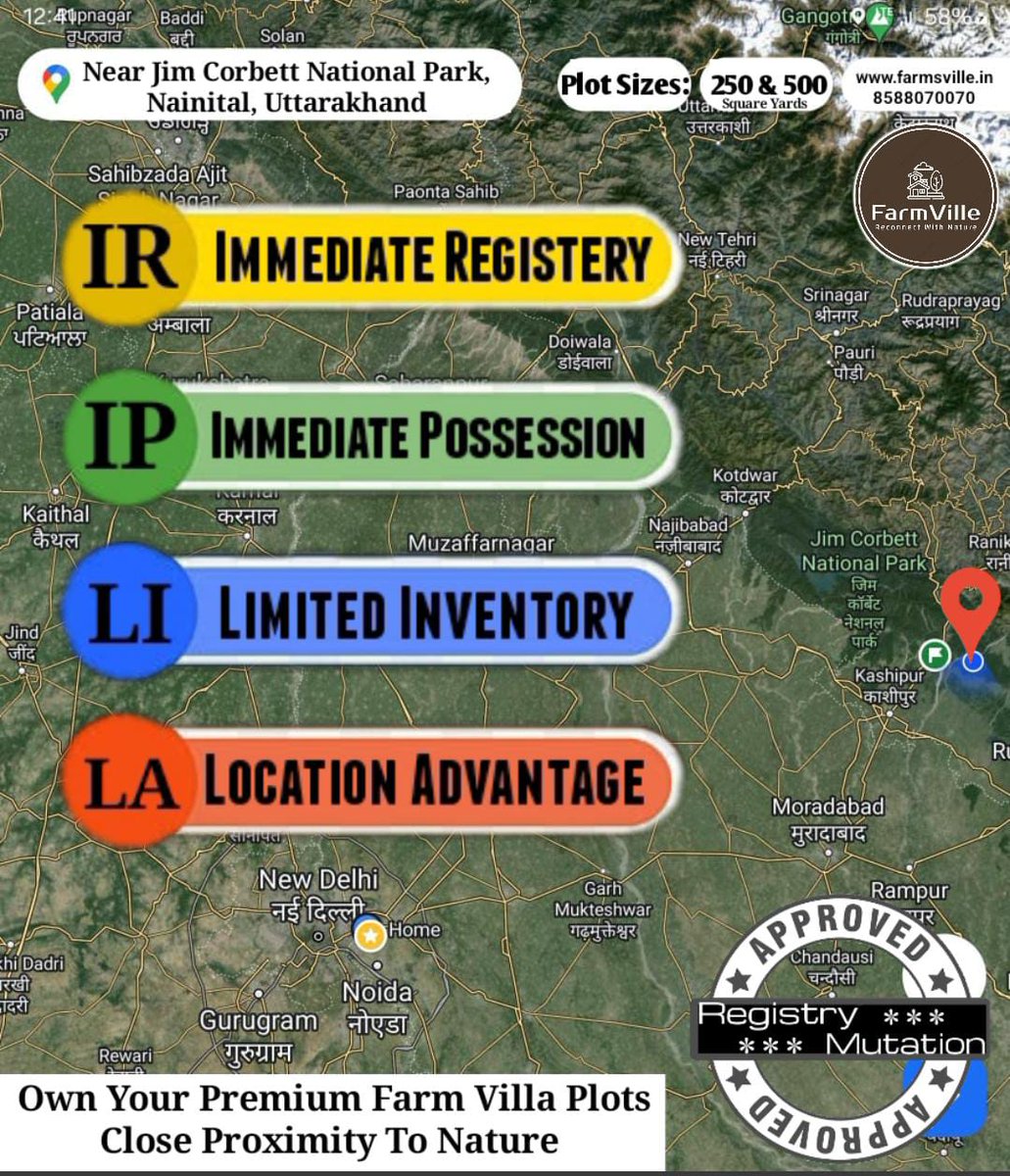 ☆ Best in Price &amp; Location.
☆ Asia's Best place for Jungle Safari.
☆ Best Place for Nature Walk &amp; Bird Watching.
☆ 200 mtr. From River.
☆ Nearby 3 Major Waterfall.
☆ 200 Mtr. From Ramnagar to Nainital Highway.

For Details:
Call: 9410306838
WhatsApp: 085880 70070