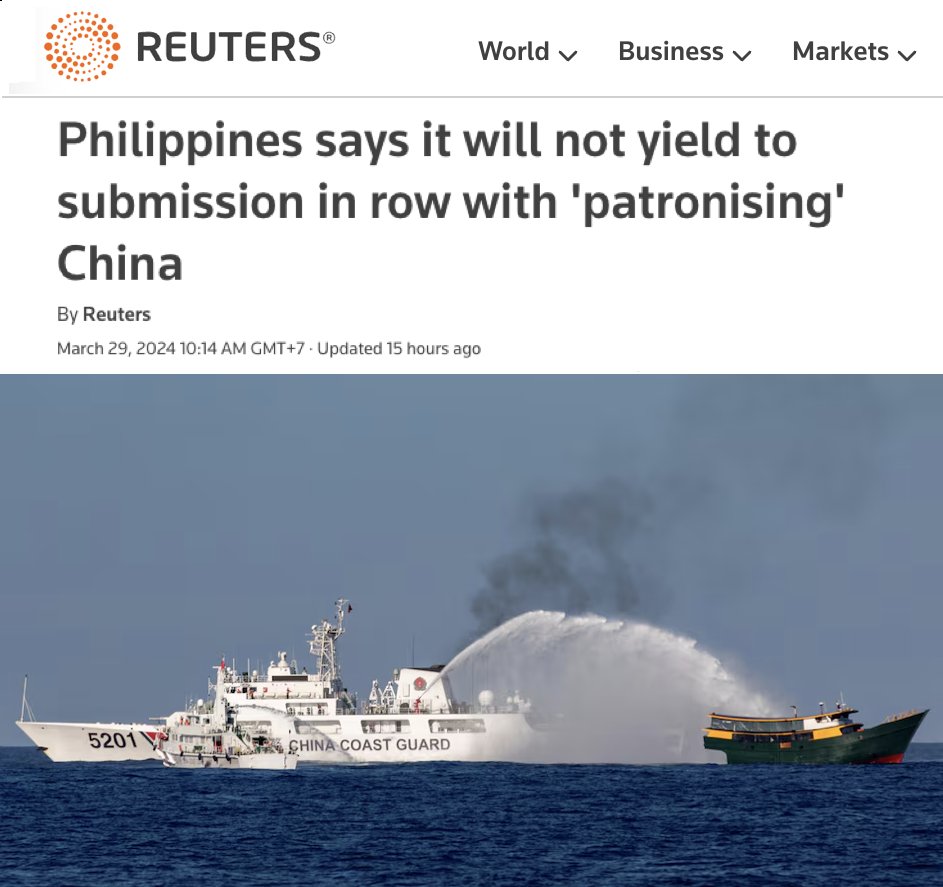 #Philippines says it will not yield to submission in row with 'patronizing' #China The Philippines is not seeking a fight or trouble in the South China Sea but will not be cowed into silence, submission, or subservience, its defense ministry said Friday, in its latest show of…