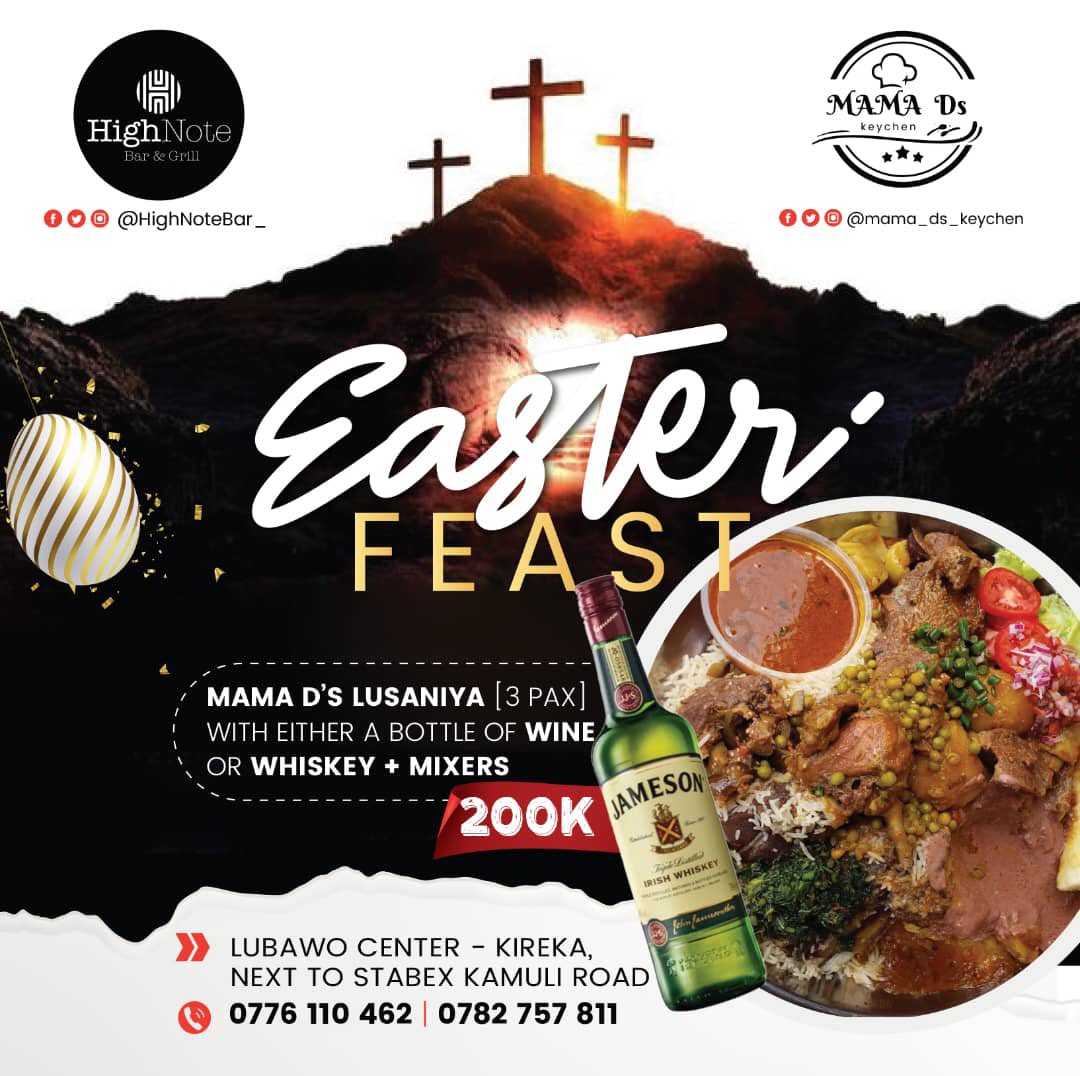 What a way to celebrate Easter 🐣 with us. @Mama_d256’s (3 PAX) Lusaniya with either a bottle of whiskey or Wine at only 200k. Get your family & family, get together and celebrate 🎉. #HighNoteBar