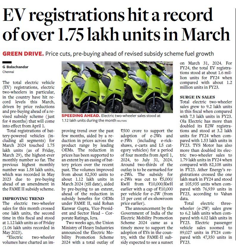 fintrekk's tweet photo. EC 2w hit new sales high in March ahead of FAME deadline expiry

#FCCE Invest in clean energy strategy
https://t.co/LBJ5ItiFwN https://t.co/5HVDOfAIyr