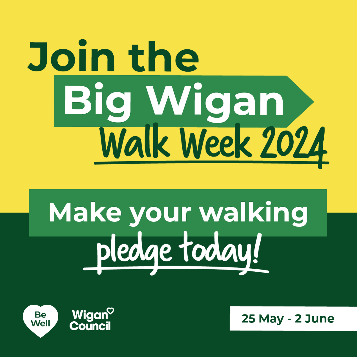 Coming soon... the Big Wigan Walk Week 2024! 🚶‍♂️🚶‍♀️💚 More than 40 organised walks from 25 May - 2 June including nature strolls, Nordic walking, heritage trails & more! Make your walking pledge today at bewellwigan.org/bigwiganwalkwe… @GmWalks @WalkRideGM @GMMoving @GmRingway @GM_Active