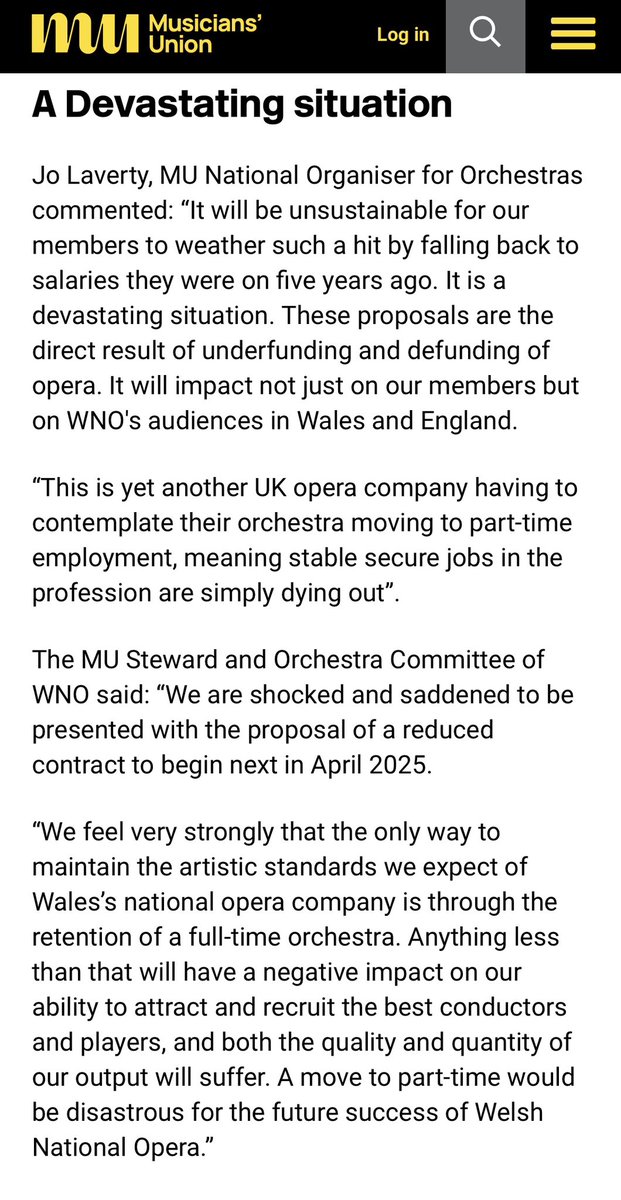 …@WelshNatOpera’s the national opera company of Wales, its only full-time opera company, Wales’s jewel in the crown. It’s where I began my career. And it’s being systematically destroyed. This will be the beginning of the end unless this proposal’s reversed. #SaveWNO @WeAreTheMU