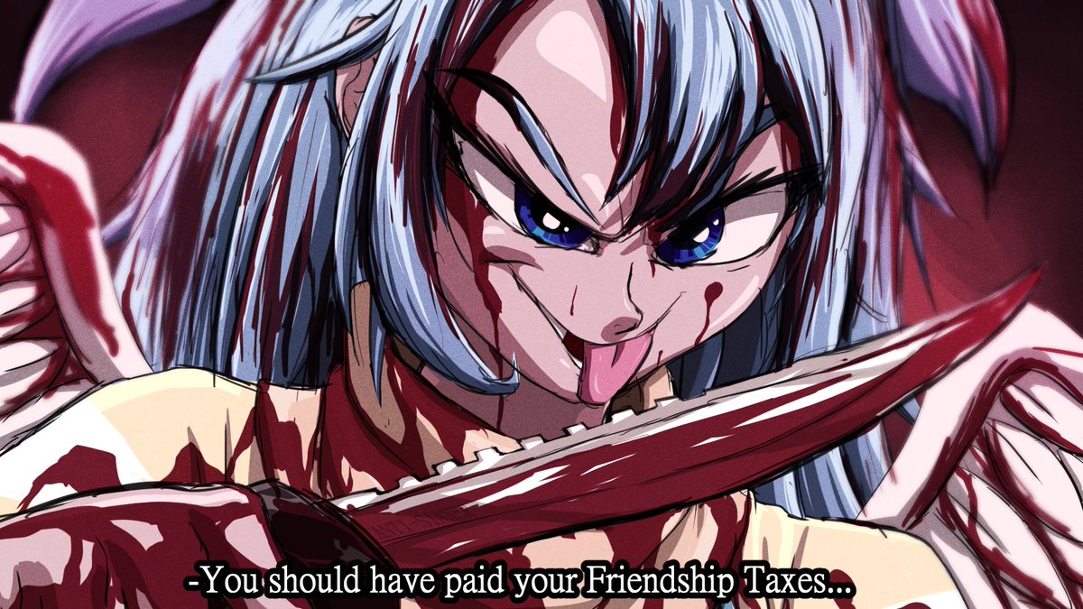 Minnieful, The Lowest Ranking Angel, will say during her streams she doesn't ask for friendship taxes, but believing that will cause you to have your dog stolen from you and eventually your mother, she is the queen of lies.  

(This is all ketchup btw trust)
#Minniefulart