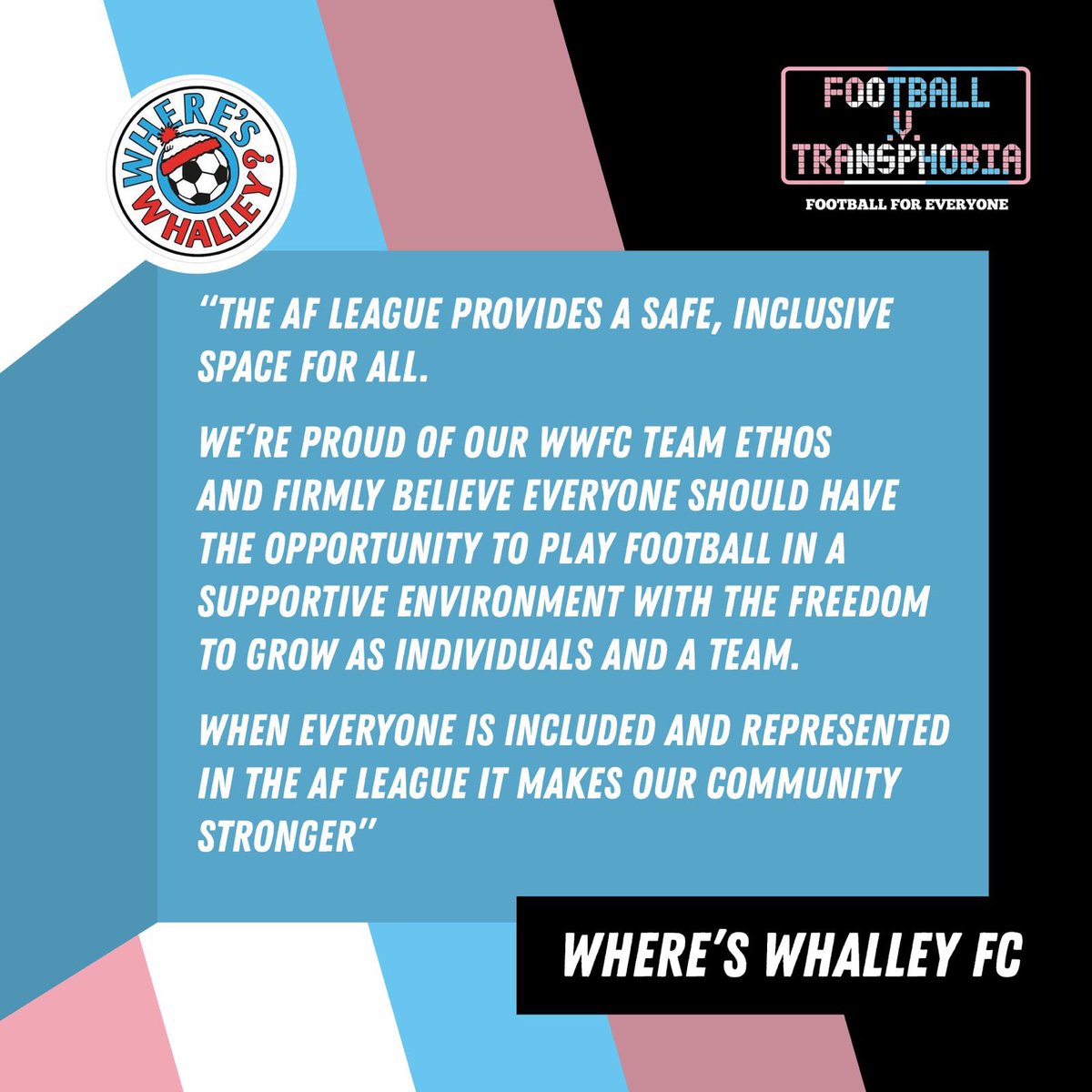 'The AF League provides a safe, inclusive space for all. We’re proud of our WWFC team ethos and firmly believe everyone should have the opportunity to play football in a supportive environment with freedom to grow as individuals and a team….