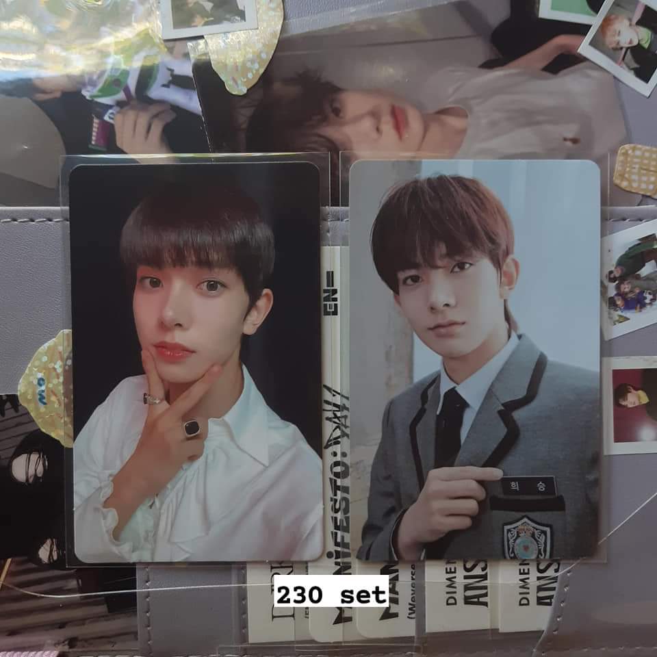 : ¨·.·¨ :
‌ ` ·. wts lfb 
        
       ╰  Enhypen pc
       ╰  price + pf + sf

    ♡ — payo / 1 week dop
    ♡ — good to mint condi
    ♡ — x sensitive and impatient

t. Enhypen pc heeseung jay photocards set