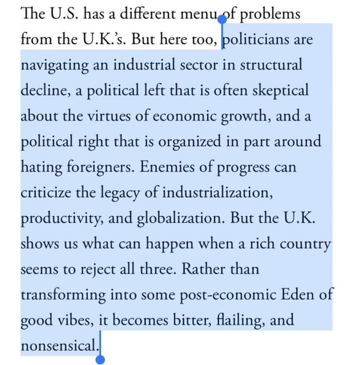 Best analysis of Britain. Outside London and finance it is in structural decline and politicians know it. The left want anti-growth policies and the right is anti-foreigner. Both are anti-growth at a time when we need growth to fund trillions of debt. Fact is Britain’s dying.