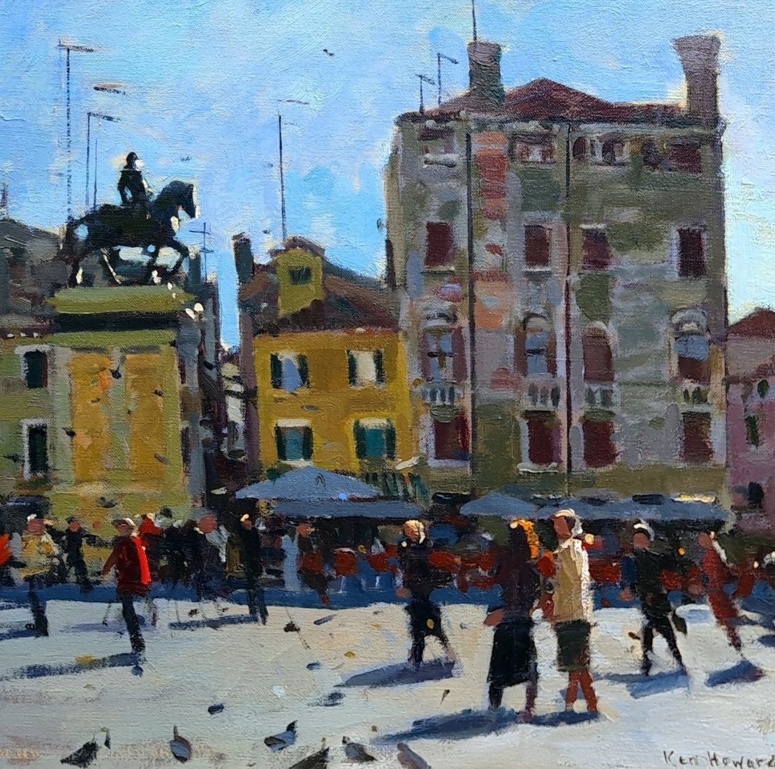 Detail from 'Colleoni San Giovanne Paulo' by Ken Howard RA (1932 - 2022) Oil on canvas, signed lower right. Canvas size: 20 x 24 inches #kenhoward #BartolomeoColleoni #andreaverrocchio #SanGiovanniePaolo #venice #equestrian #equestriansculpture