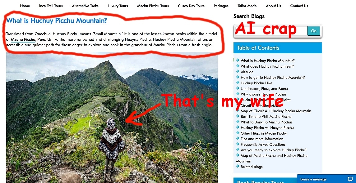 aworldtravelguy's tweet image. @searchliaison @dannysullivan @JohnMu A few years ago I traveled to Peru and wrote the first guide for Huchuy Picchu, which was a newly opened hike at that time.

My blog post ranked #1 on Google for years, which makes sense, because I did the hike myself and other Peru websites…