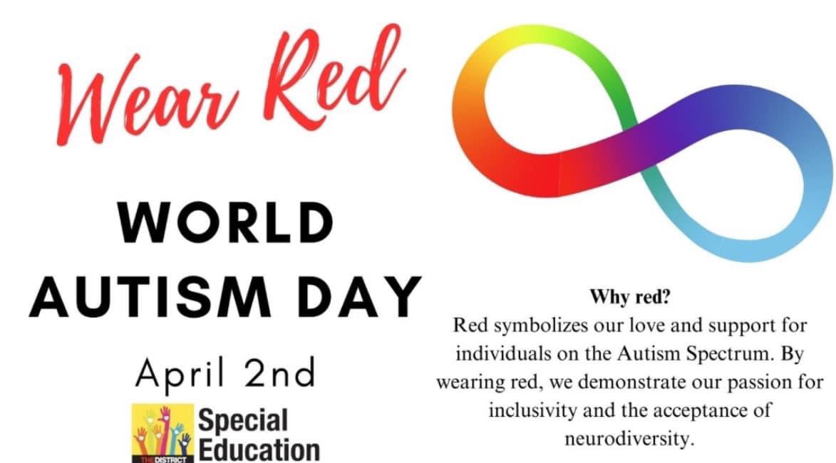 Join is on Tuesday April 2nd and wear red for World Autism Day! ♥️@YsletaISD @Gmaria1G