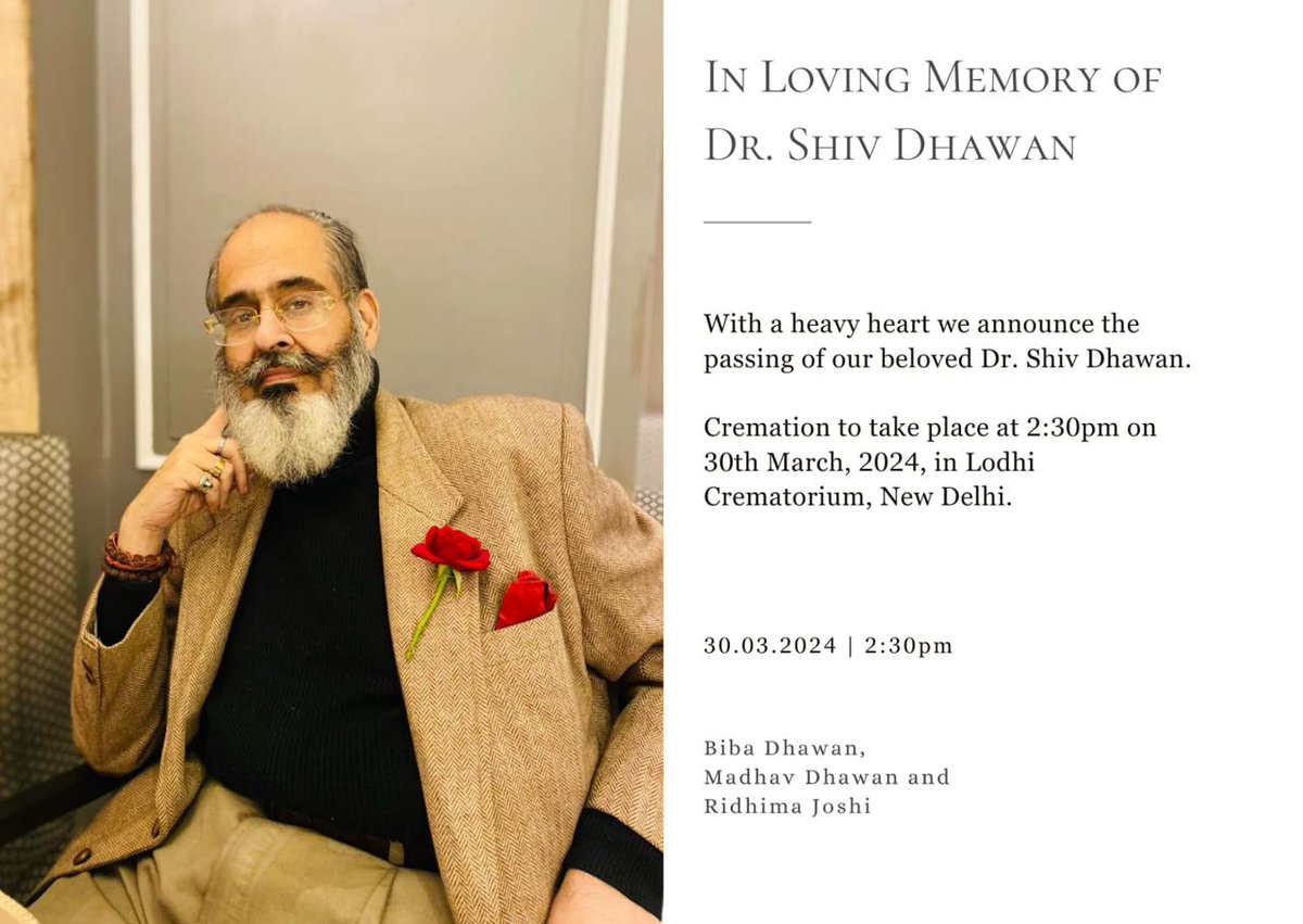 #RiP Shiv Dhawan, Class of '83 (Philosophy) @StStephensClg (and St Xavier's School, Delhi, class of 1980) ... friend for many across both institutions and in TCS where he spent over 27 years.