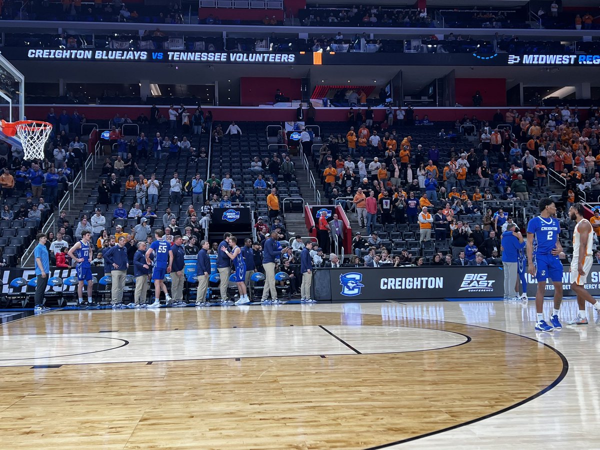 Final in Detroit: No. 2 Tennessee 82, No. 3 Creighton 75. Baylor Scheierman, Ryan Kalkbrenner, and Trey Alexander won 49 games in two seasons together. An Elite 8 in ‘23, a Sweet 16 in ‘24. Raised the bar and the standard in Omaha. #Jays legends.