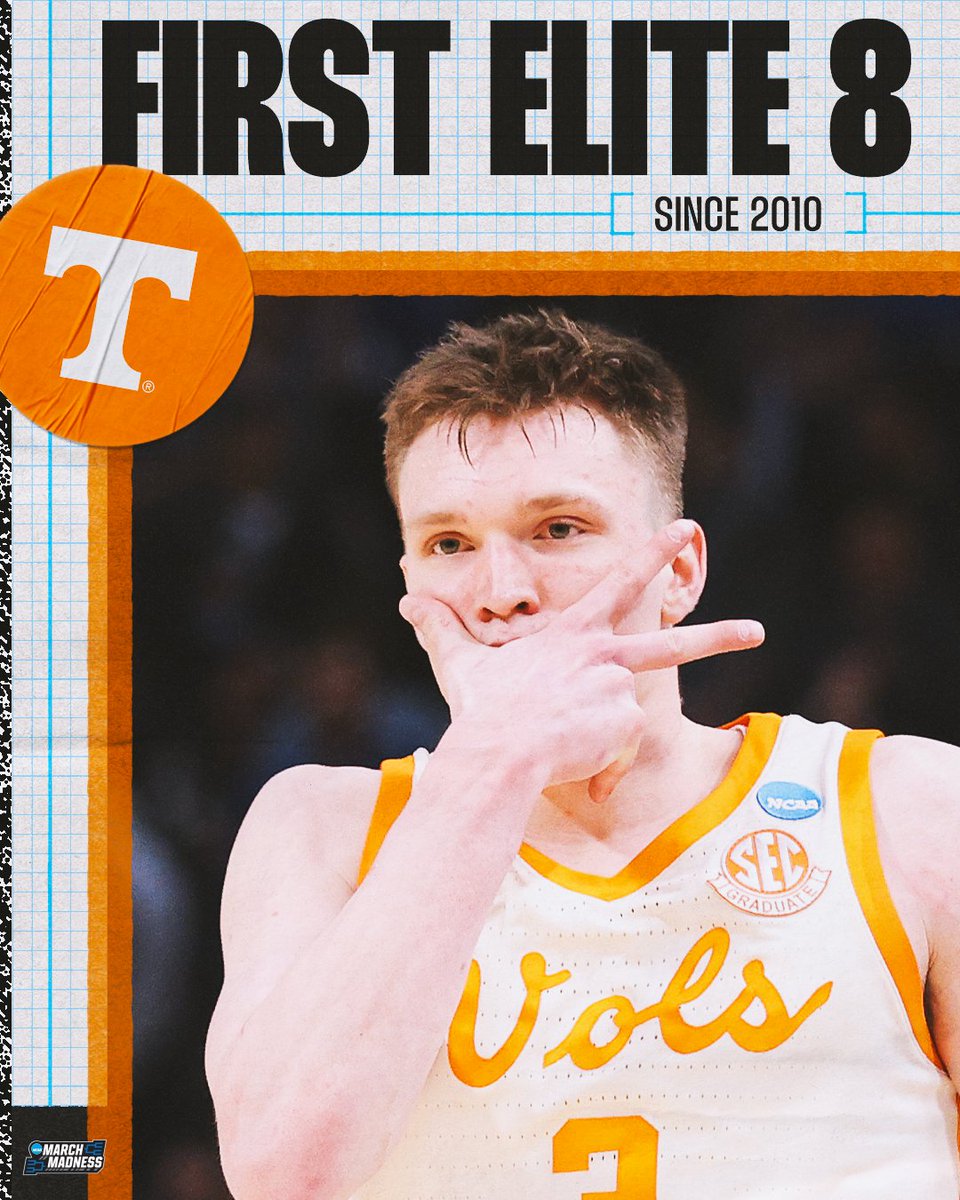MarchMadnessMBB's tweet photo. Welcome back to the #Elite8 @Vol_Hoops 😎

#MarchMadness https://t.co/3cg5mLqtlZ