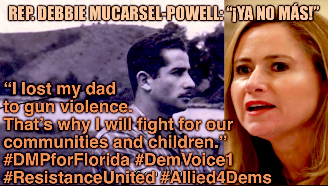 Uniter
Vote Debbie Mucarsel-Powell if you want to put FLORIDA FIRST…

…& put Sen. Rick Scott’s BILLIONAIRE TAX CUTS LAST.

@DebbieforFL: “I lost my dad
to gun violence. That’s why I will fight for our…children.”

#DMPforFlorida #DemVoice1
#ResistanceUnited #Allied4Dems