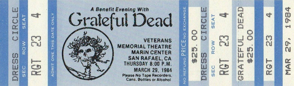 40 years ago today, the grateful dead at home in san rafael. spring ’84, show #2, 2nd of 4 benefits for the rex foundation. tape, my notes. etc. heads.social/@bourgwick/112… #deadfreaksunite [3/29/84]