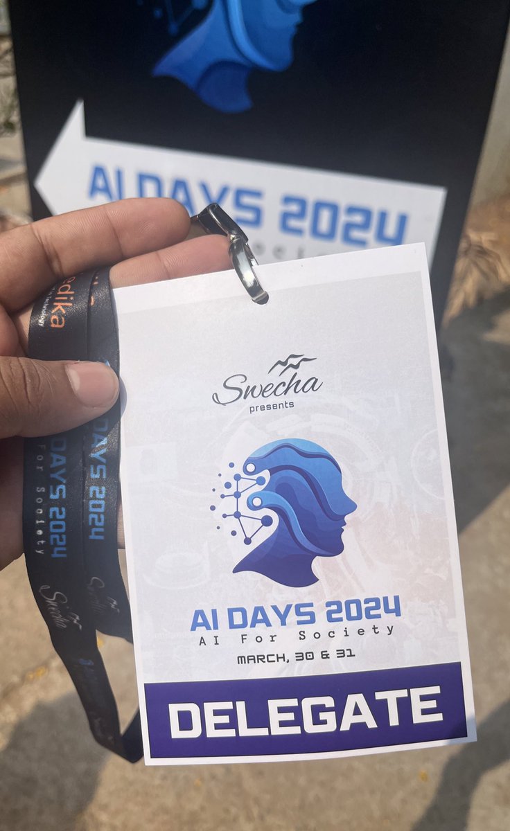 Excited to be at  AI Days 2024 conference | AI for Society organized by @SwechaFSMI ! Ready to explore the latest innovations in AI and its impact on society. #AIDays2024 #AIforSociety #Swecha