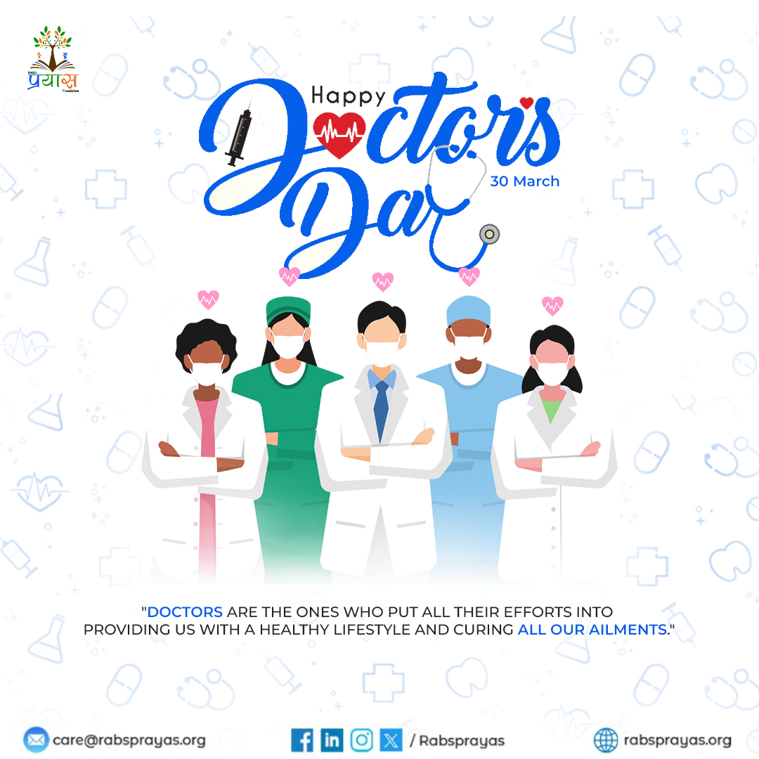 Happy Doctor's Day! Today, we celebrate the heroes who keep us healthy.
.
.
.
#NationalDoctorsDay #ThankADoctor #DoctorsDay #RABSPrayasFoundation #Rabsprayas #HealthcareHeroes