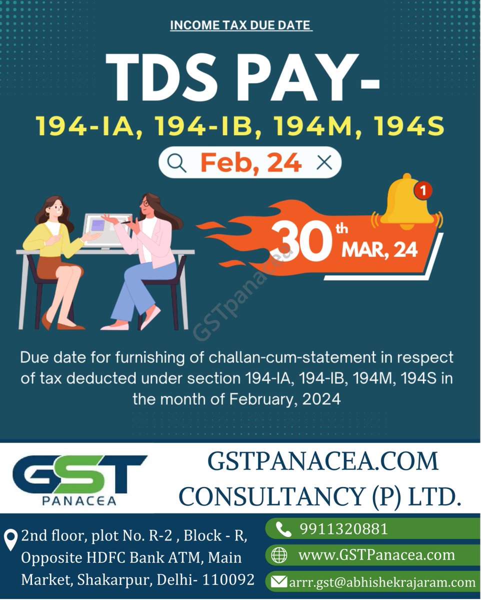 Due Date
TDS Pay-194-IA, 194-IB, 194M, 194S

#TDS194IA #TDS194IB
 #TDS194M #TDS194S #TaxDeduction
 #IncomeTaxIndia #RealEstateTaxation #RentIncomeTDS 
#FreelancerTDS #DigitalAssetTaxation