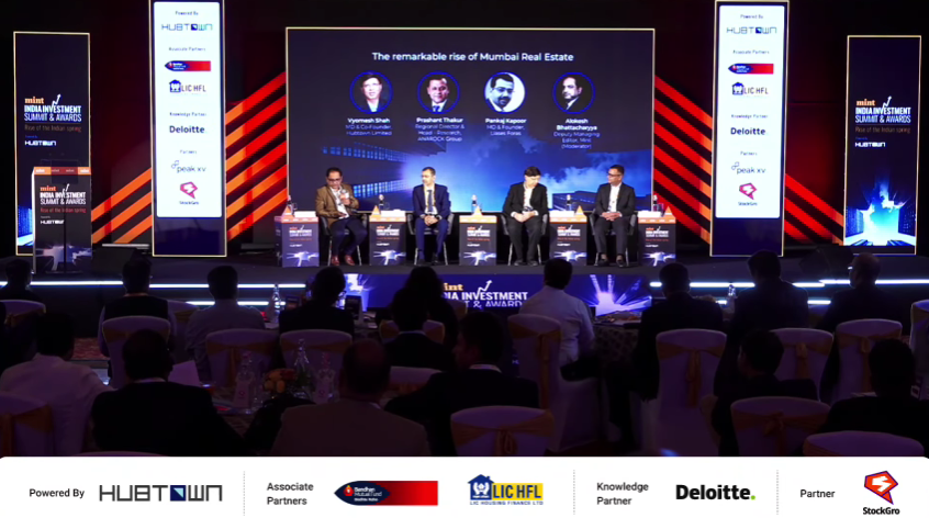 #MintIIS2024 | Happening Now 

The remarkable rise of #Mumbai real estate

Speakers:
➡️ Vyomesh Shah, MD &amp; Co-Founder, Hubtown Limited 
➡️ Prashant Thakur, Regional Director &amp; Head – Research, <a href="/ANAROCK/">ANAROCK</a> Group
➡️ <a href="/PankajkapoorLF/">pankaj kapoor</a>, MD &amp; Founder, Liases Foras

Moderator: <a href="/alokeshb/">Alokesh Bhattacharyya</a>,