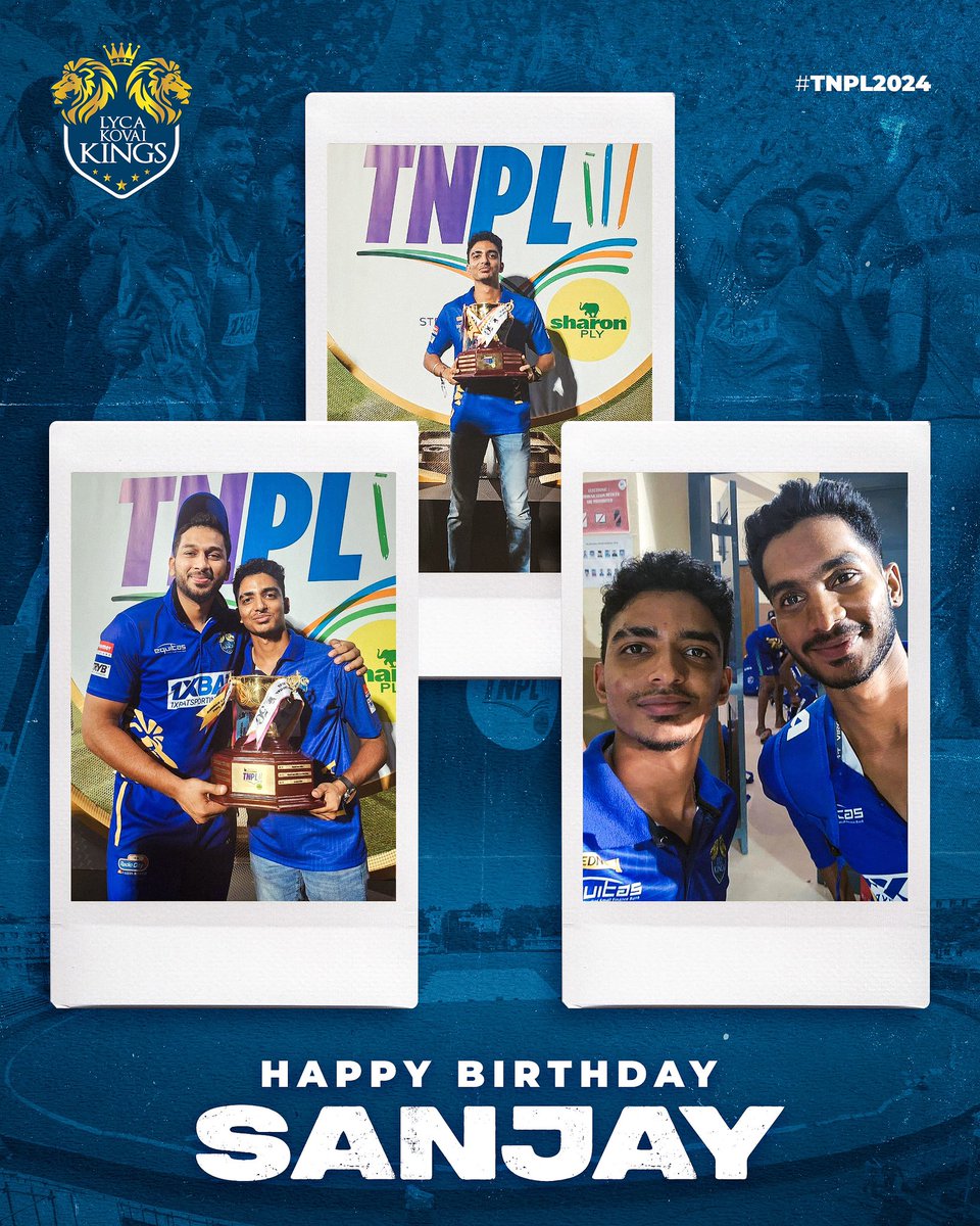 Happy Birthday, Sanjay. 🎉 Your dedication and skill await new heights. Here's to a year filled with more achievements and memorable moments. 🤗🥳 #LycaKovaiKings 👑 #LKK #TNPL 🏏 #TNPL2024