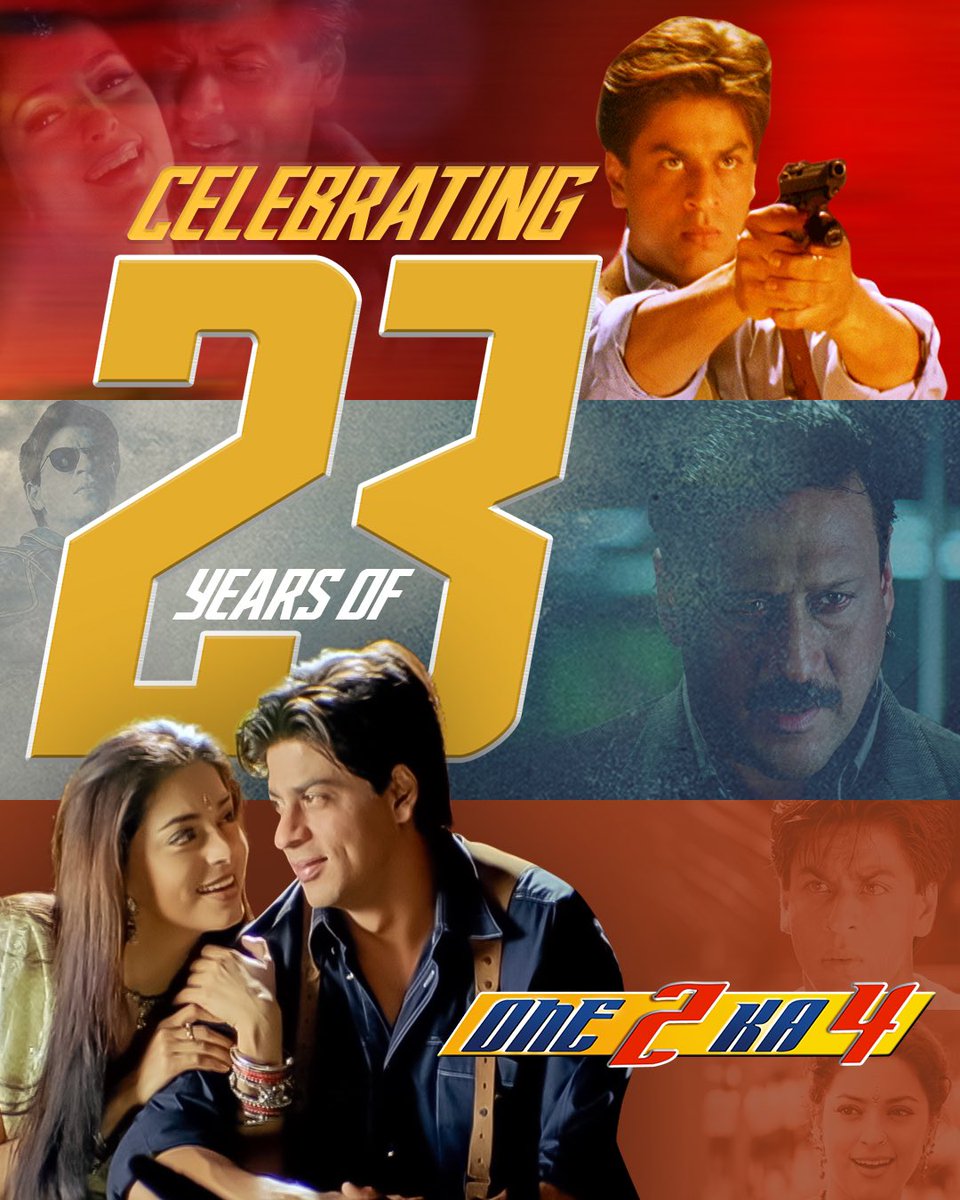 23 years to a thrilling ride of love, laughter, action and endless entertainment! ❤️ Celebrating 23 years of #One2Ka4 #RedChilliesEntertainment #SRK #ShahRukhKhan #JuhiChawla #Anniversary