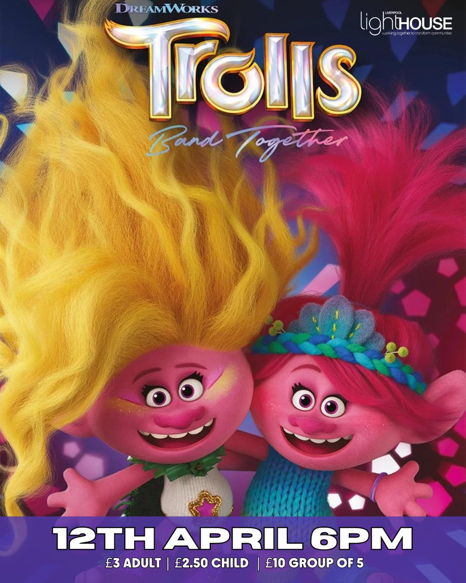 Join us for our screening of “Trolls Band Together” and show off your best troll costume! We want to know who your favourite character is? Let us know in the comments! #poppy #branch #trollsbandtogether #cinemanight >> tickets available here ticketsource.co.uk/liverpool-ligh…