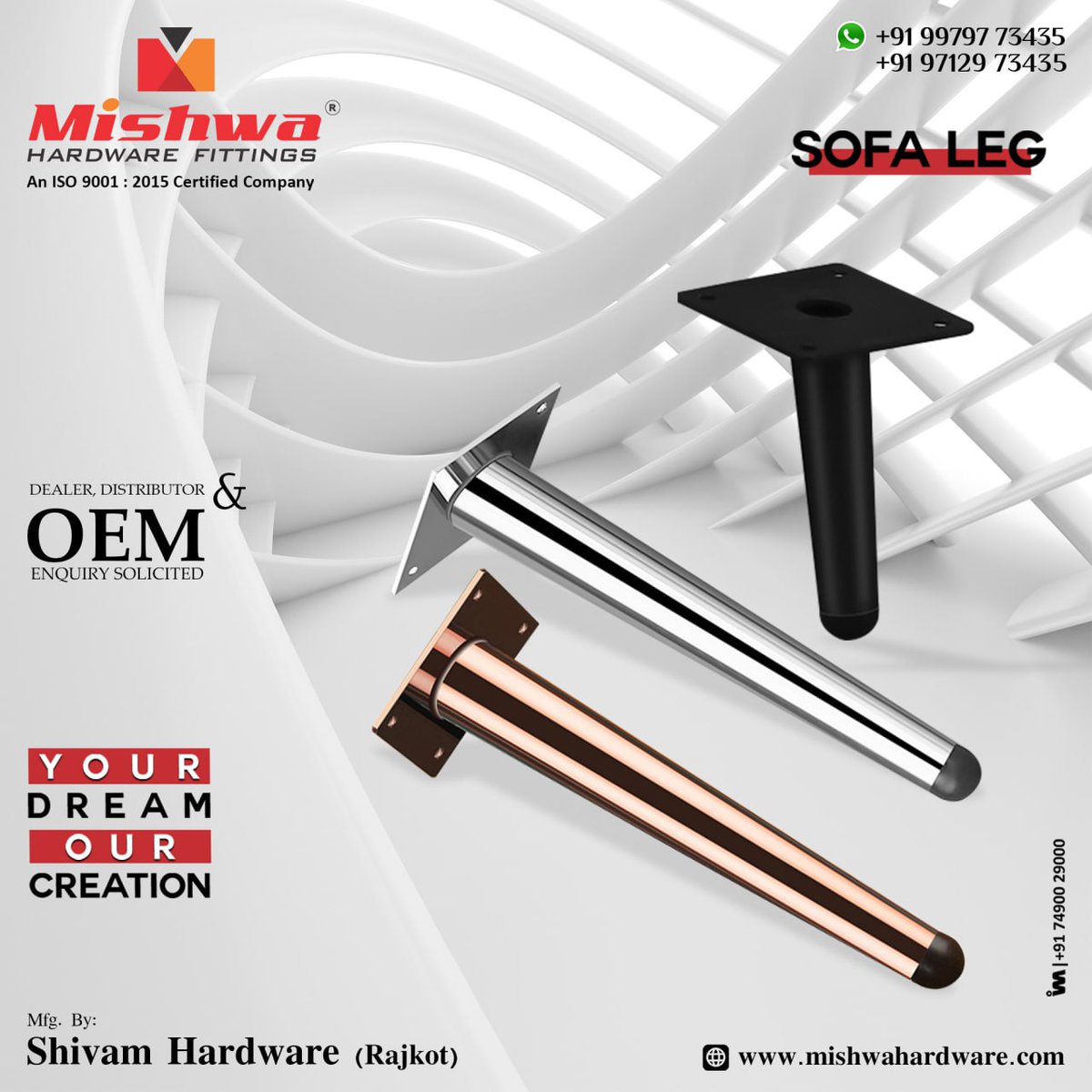 ibais_hardware's tweet photo. SHIVAM HARDWARE (RAJKOT)

For enquiry via WhatsApp click:
https://t.co/ZFnqANGt1b

Mr. Shubham Pansuriya - 99797 73435
Mr. Rajesh Pansuriya - 97129 73435
#sofalegmanufacturers #sofalegfitting #sofalegs #sofaleghardware #hardwareproducts #hardwaretraders 
.
@ibais_hardware https://t.co/KSNMPZejRp