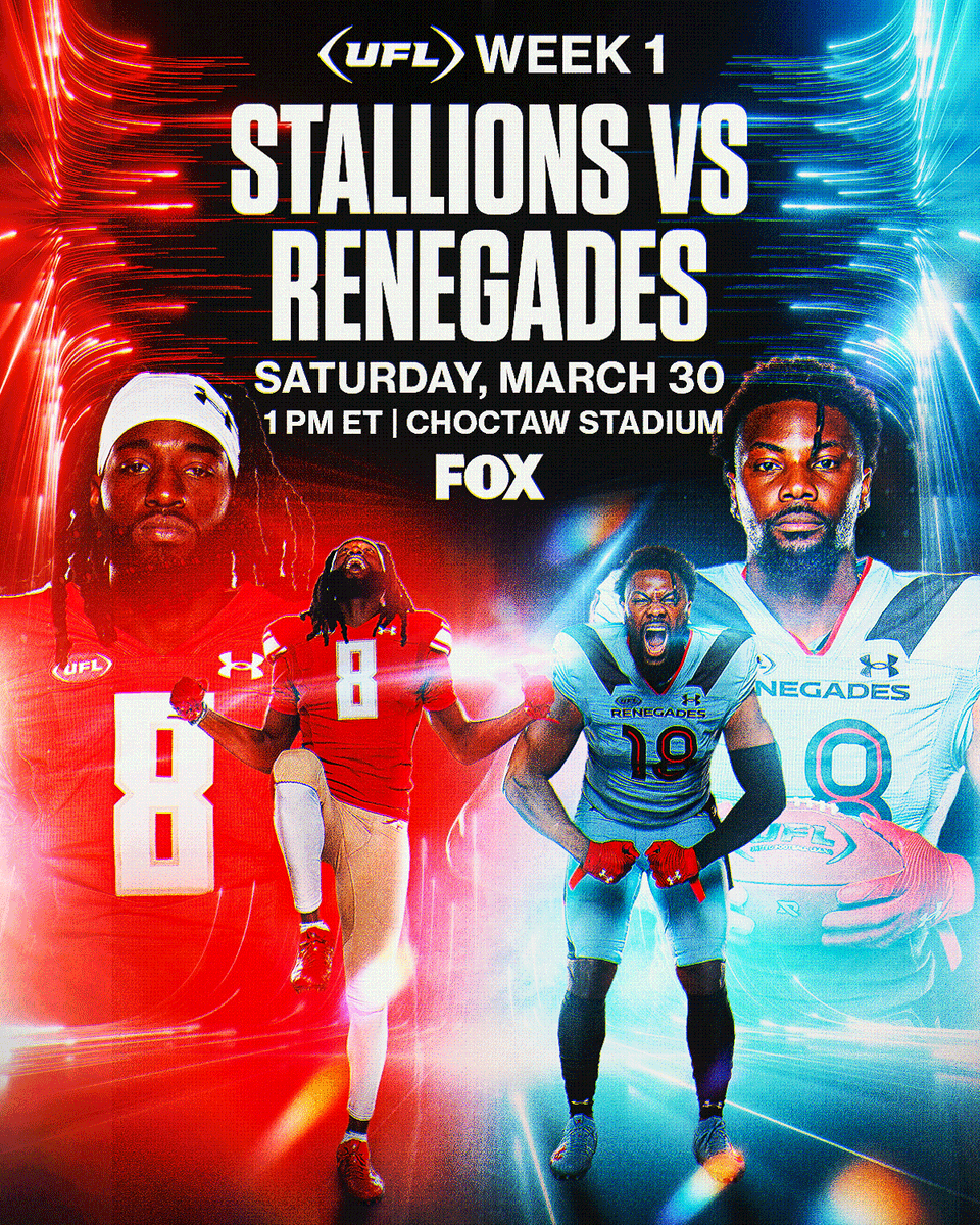 🚨 GAME DAY 🚨

🐎 Stallions 🆚 Renegades 🤠
📍 Arlington, TX
🏟️ Choctaw Stadium
⏰ 12:00 PM CST
📺 FOX
👀 Back Forty Brewing

#UFL x #GiddyUp🐎