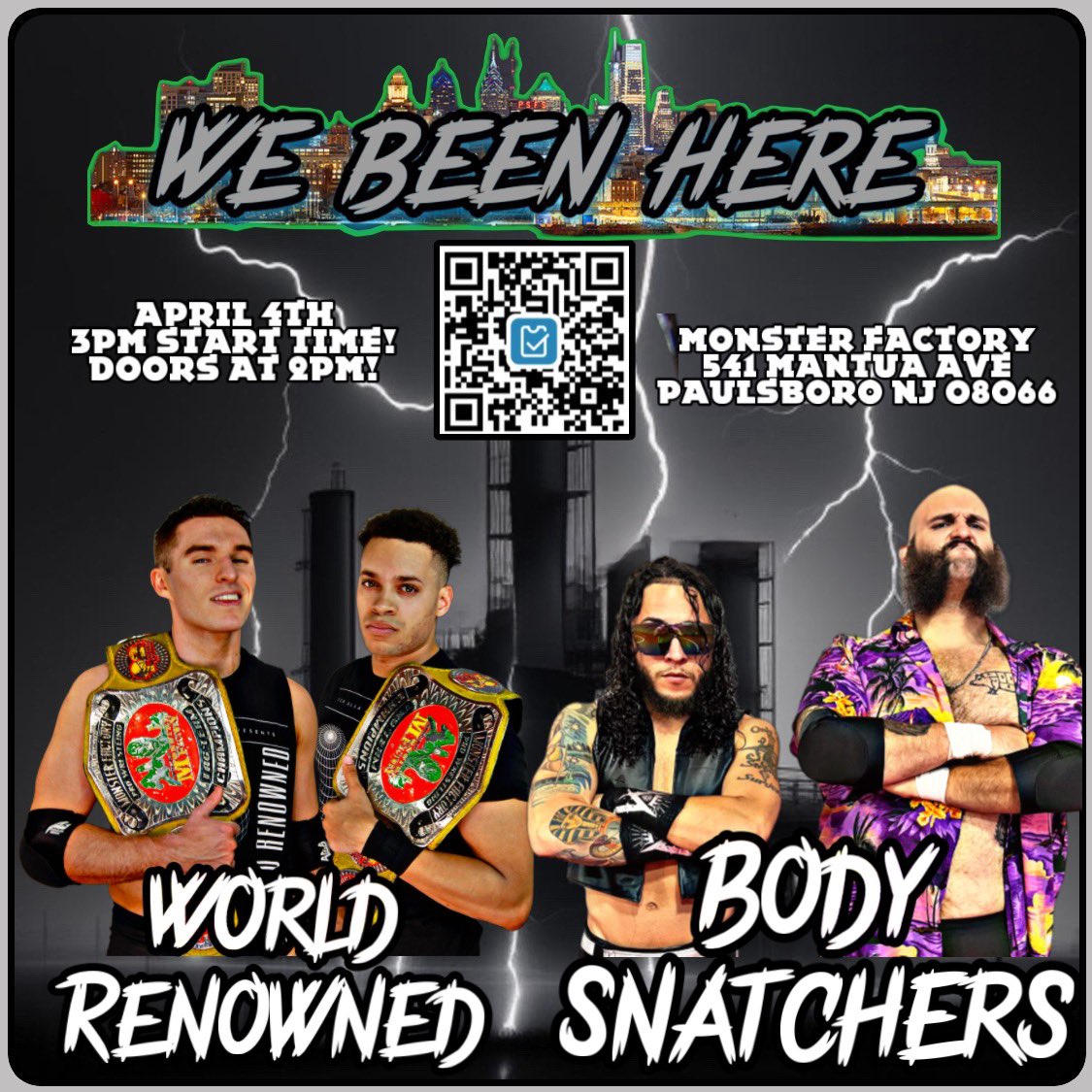 GONNA TURN THIS AFTERNOON EVENT INTO A MOURNING EVENT! LIMITED TICKETS AVAILABLE! KICK THE BIGGEST WEEK OF WRESTLING OFF WITH @4MonsterFactory 'WE BEEN HERE'