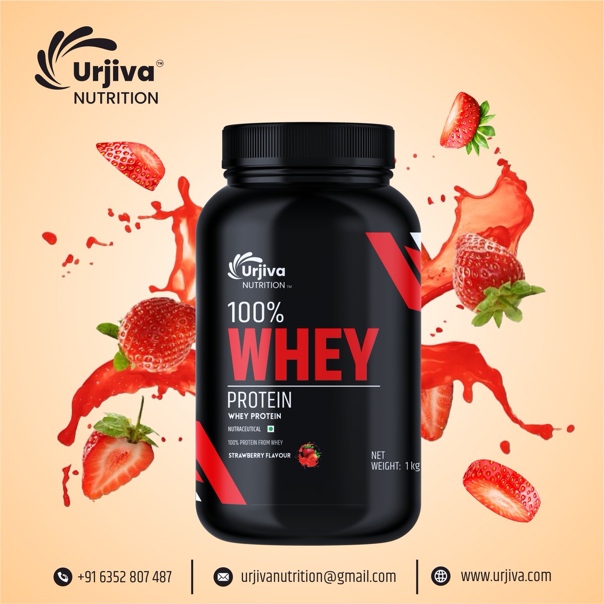100% Whey Protein Whey Protein (Strawberry Flavour)
Satisfy your taste buds and fuel your muscles with our Strawberry Flavored 100% Whey Protein.
.
To place the order online, please visit us at:
urjiva.com
Mobile Number: +91-6352807487
.
#ProteinPowder #MuscleGainer
