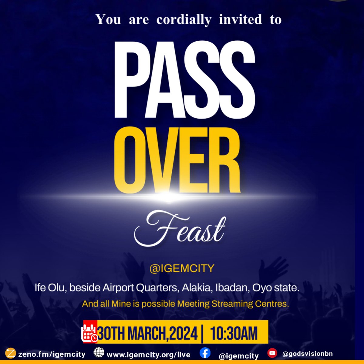 The Feast of Passover continues today! Be prepared to meet with God. Come and be blessed both physically and spiritually. #igem #passoverfeast #Jesus #holycommunion #bloodofjesus #bodyofjesus #deliverance #salvation