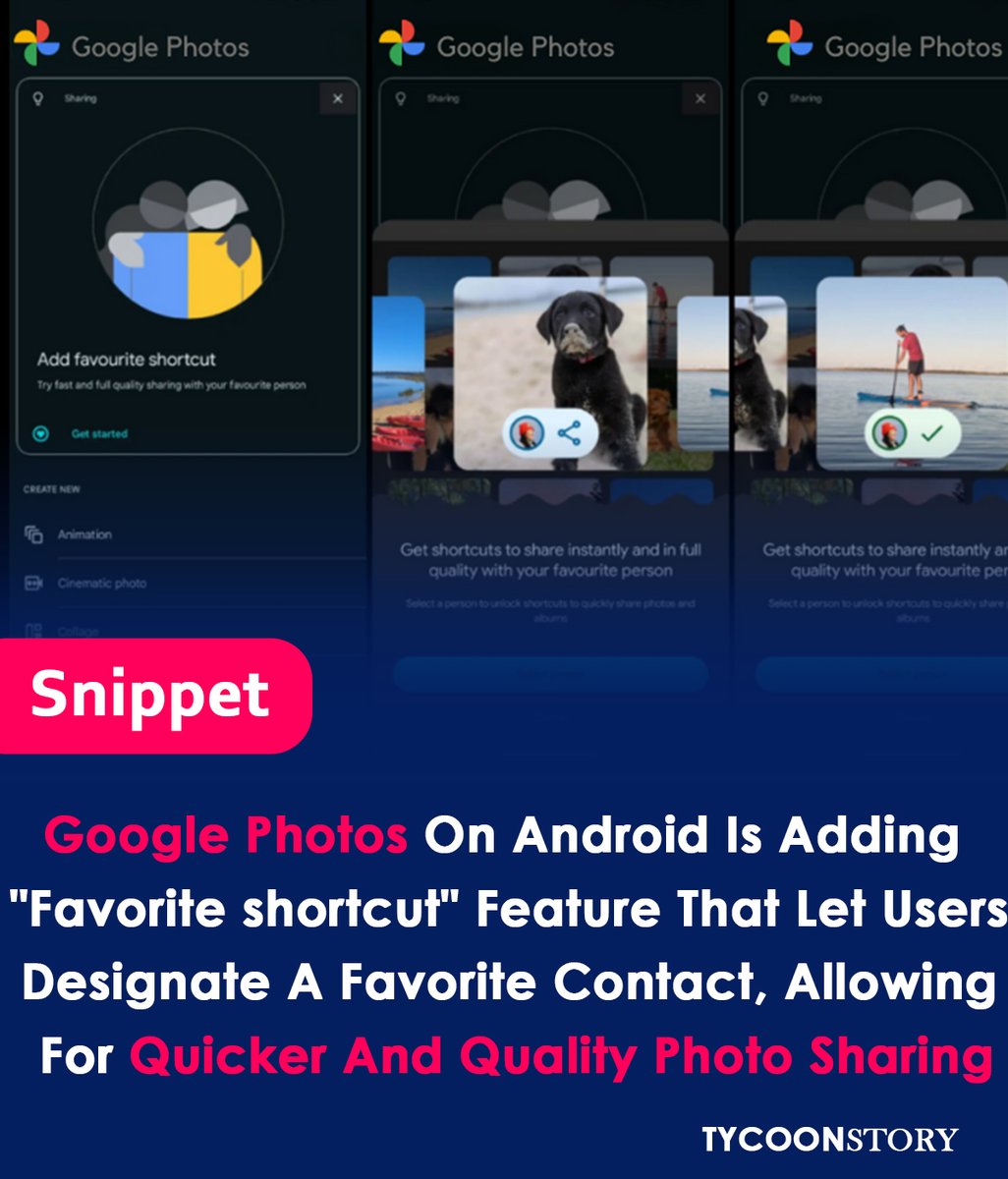 TycoonStoryCo's tweet image. Google Photos is rolling out a new &quot;favorite shortcut&quot; feature for Android users
#GooglePhotos #PhotoSharing #MobileAppUpdate #Android #FavoriteShortcut #EasyPhotoSharing  #Sharing #OnePlusPhotos #GooglePhotosIntegration #BackupPhotos #CloudStorage #TechUpdate @googlephotos