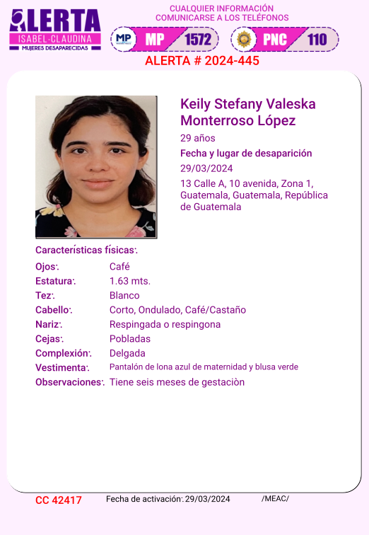 isabel_claudina's tweet photo. #AlertaIsabelClaudina
🚨 Ayúdenos a encontrar a
Keily Stefany Valeska Monterroso López
Desapareció el 29de Marzo de 2024
 Cualquier información comunicarse al teléfono 📞 1572
Gracias por difundir esta información❗ https://t.co/MoUx5EHpdS
