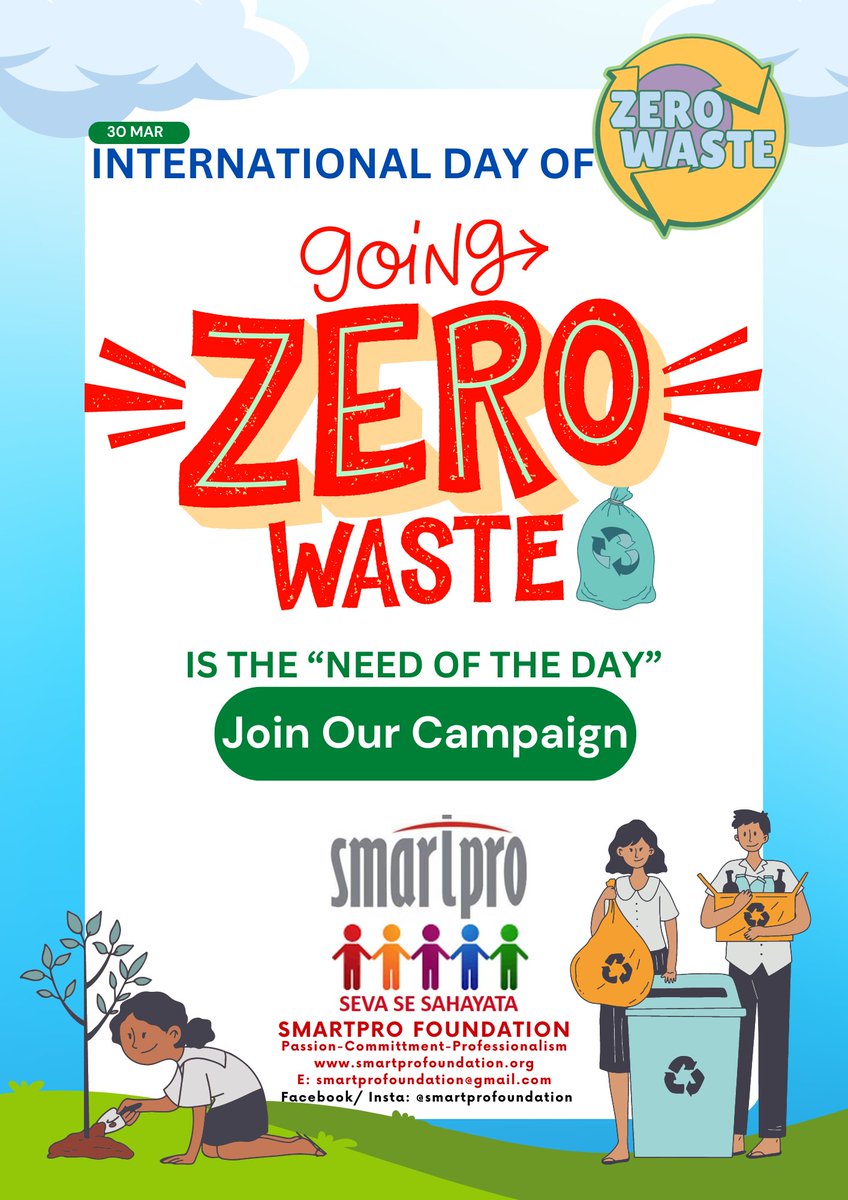 smartproworld's tweet photo. On International Zero Waste Day, pledge to take local level initiatives that foster sound waste management and minimize or prevent waste generation and strive to achieve sustainable development...
@followers #zerowaste #zerowasteliving #wastemanagement #wastedisposal #UNEP https://t.co/KrsXwcNZef
