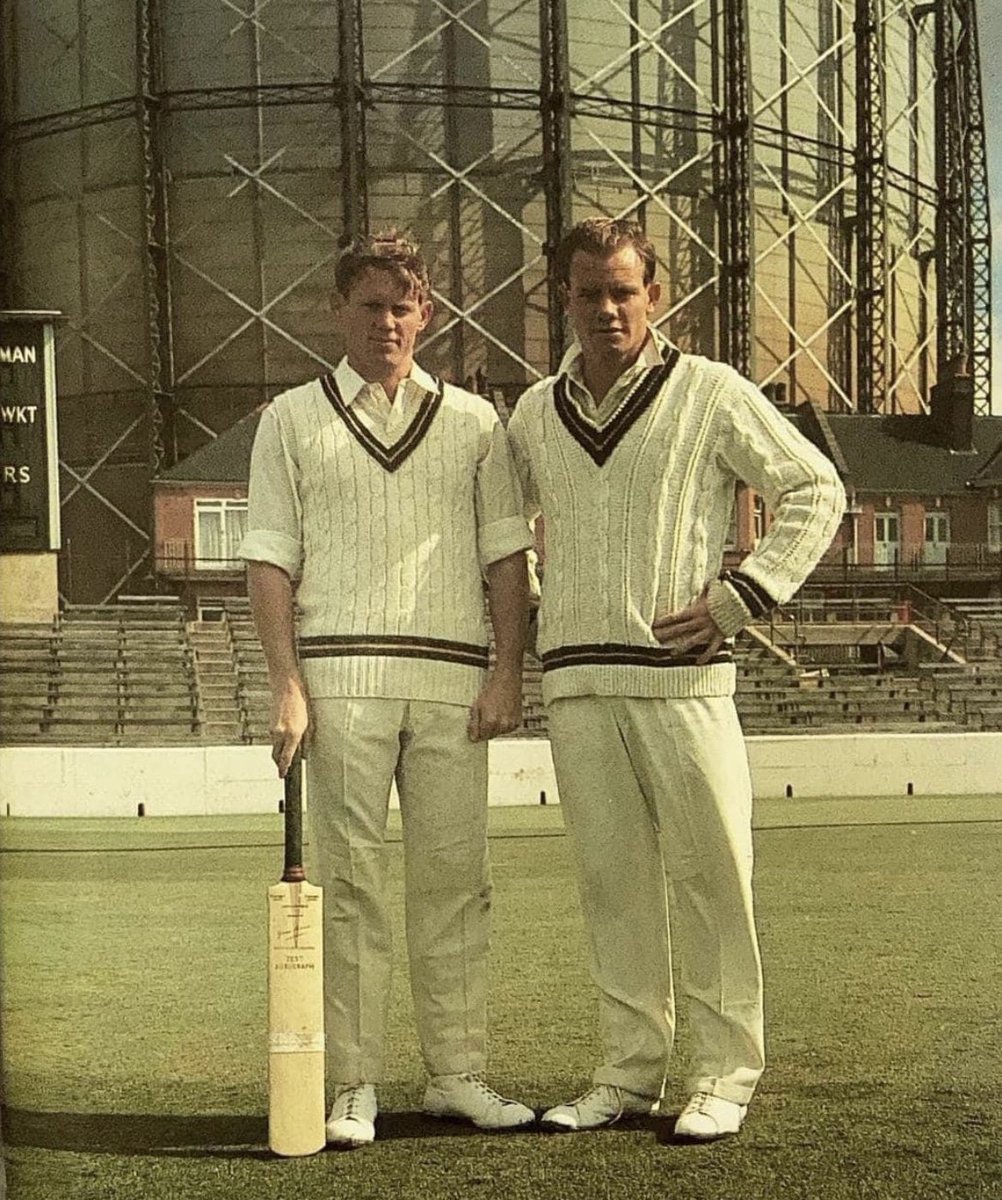 TWO #legendary South African 🇿🇦 BROTHERS in #GraemePollock and #PeterPollock at The Oval @surreycricket in 1965 where they played against England 🏴󠁧󠁢󠁥󠁮󠁧󠁿… In the drawn #TestMatch Graeme scored 125 and 59, whilst Peter took 5/53 & 5/35…! 🐐 🐐 @ProteasMenCSA @englandcricket…