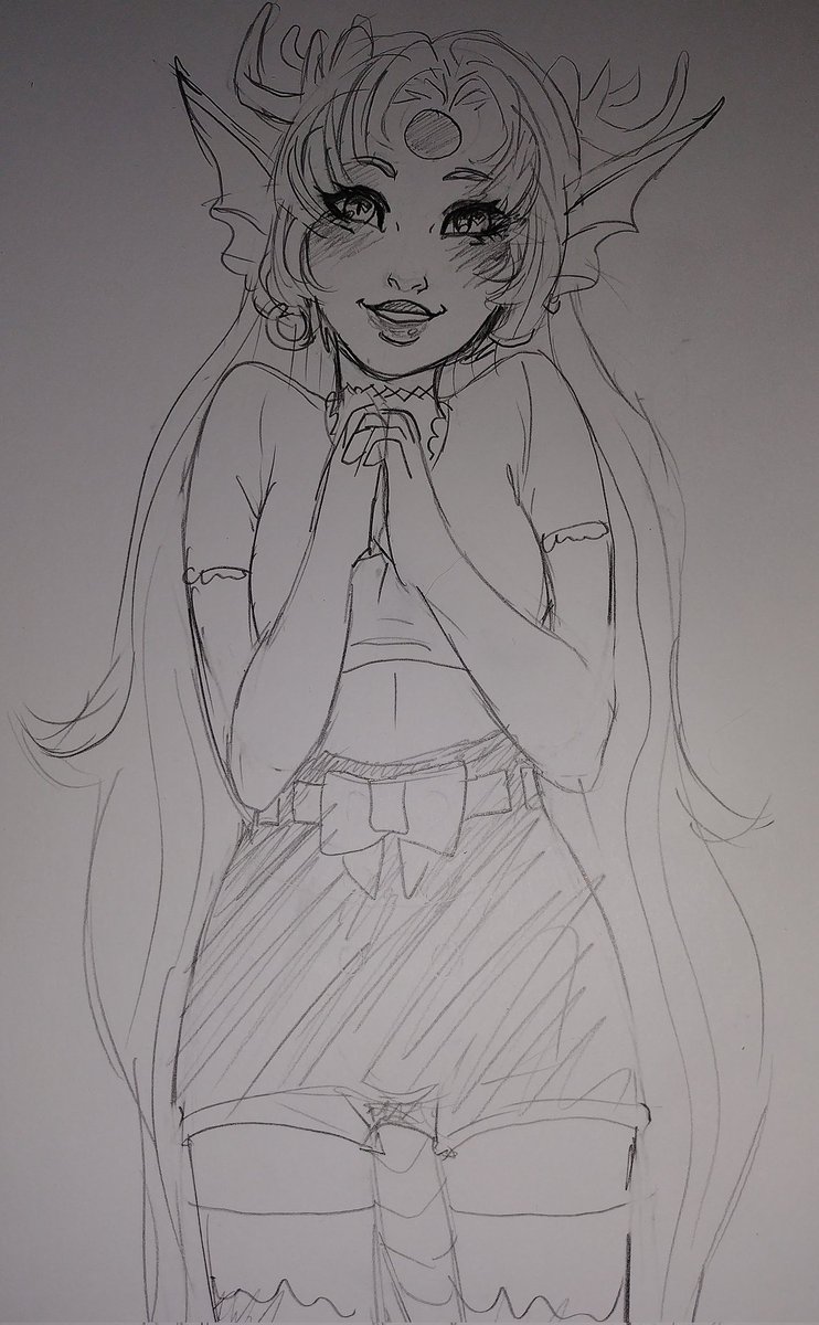 Sunnie_Moth's tweet photo. Doodling again. Another OC. ☺️ One of my dragon girls. #oc #pencildrawings #doodle #doodleart #traditionalart #dragongirl #cute #artblock https://t.co/nkI1yzclmI