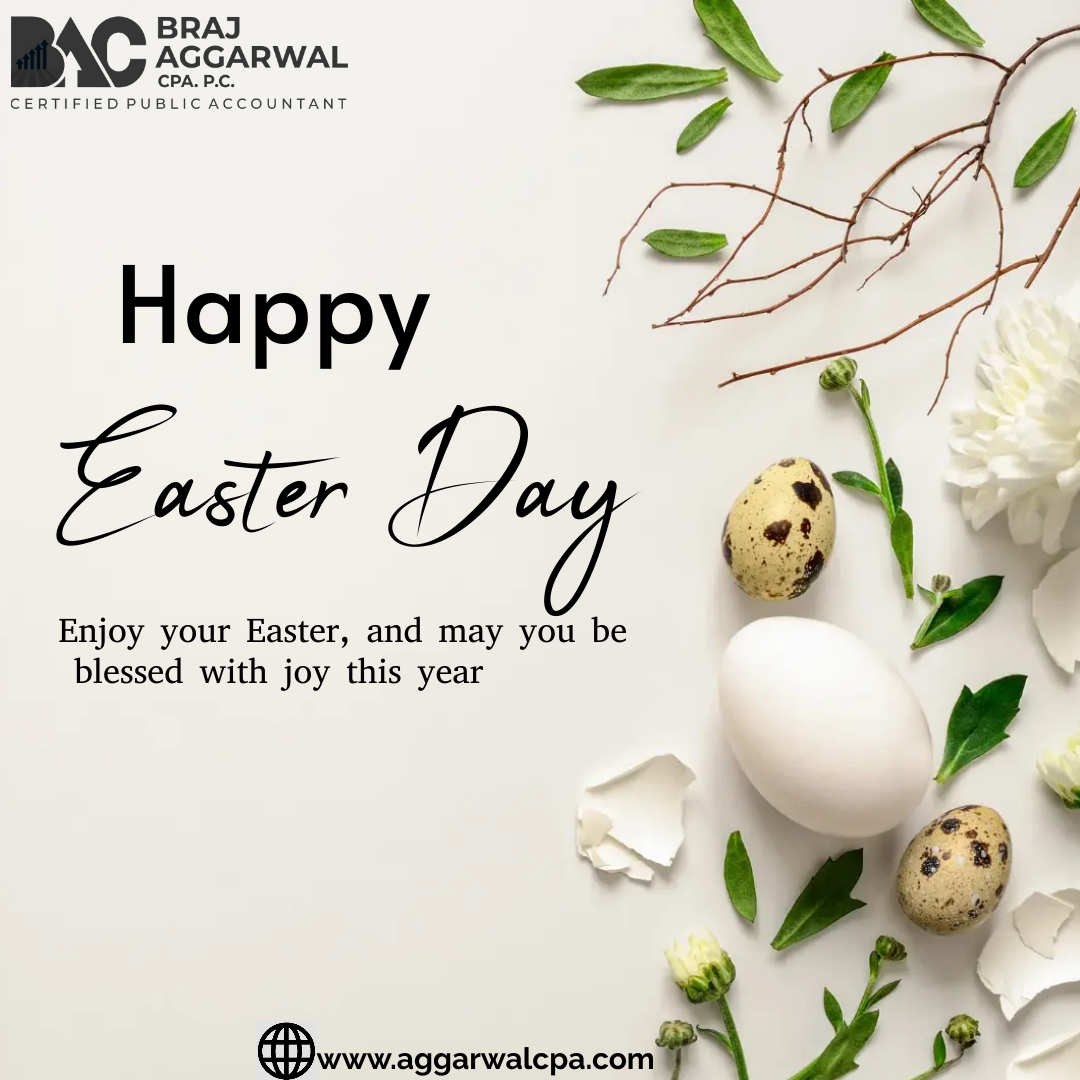 Braj Aggarwal, CPA, P.C. wishes you a Happy Easter! May this Easter inspire us to new hope, happiness, prosperity, and abundance, all received through God’s divine grace. #easter #happyeaster #eastersunday #eastereggs #easterweekend #easter2024 #bookkeeping #payroll #taxprepare