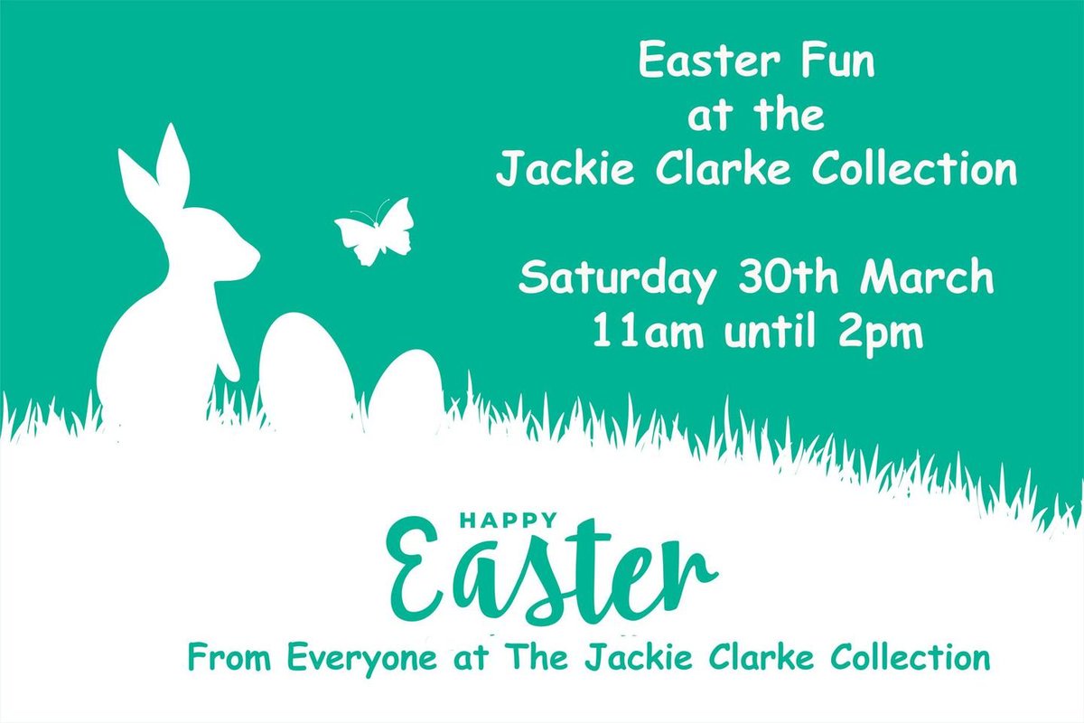 Easter bake sale from 11 until 1pm, Easter Treasure Hunt at 12.30 and live music all here in the Jackie Clarke Collection come along for a cracking time! Easter Image courtesy of Freepik.com