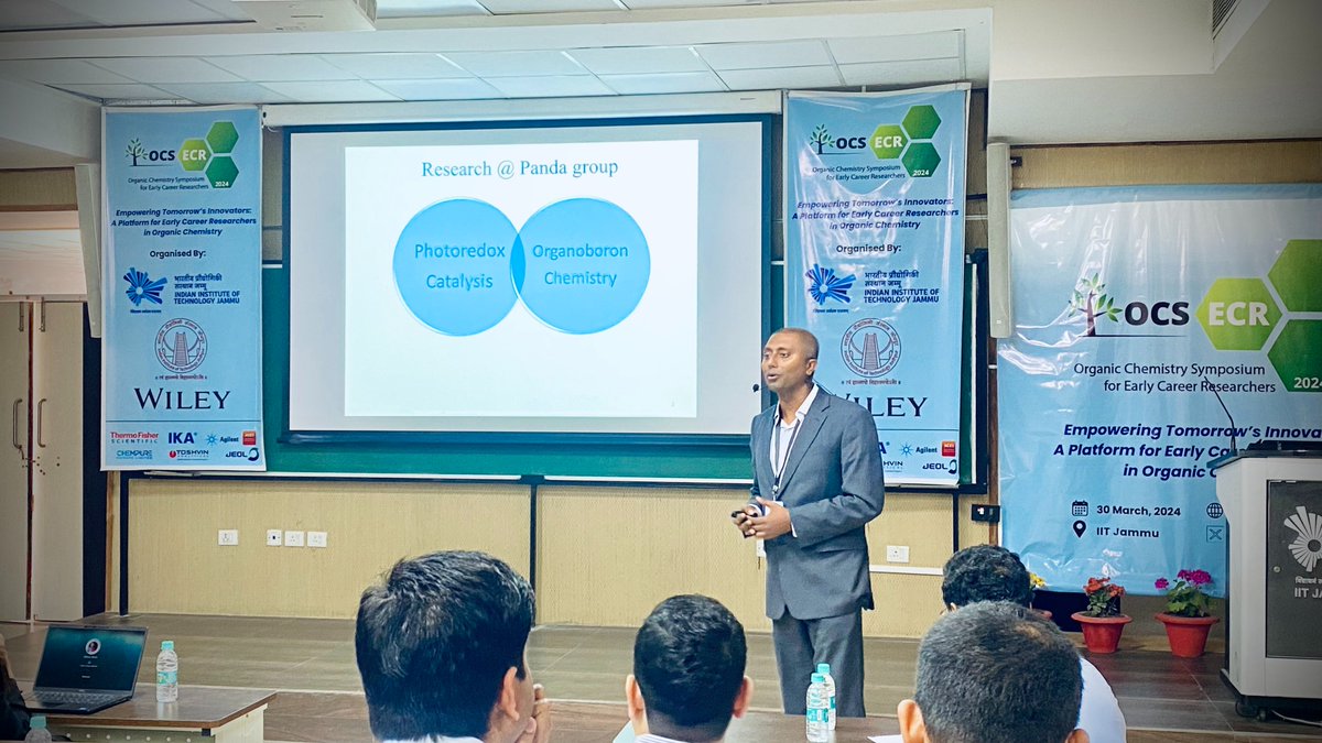 OCS-ECR-2024 (@ocsecr2024) on Twitter photo Dr. Santanu Panda, our distinguished speaker of the day, provided a deep insight into stereo-divergent olefins synthesis and boron chemistry.
<a href="/SM_IITJ/">Sandip Murarka</a> <a href="/AscrgLab/">PC_Lab<a href="/IITJammu/">IIT Jammu</a></a> <a href="/Wiley_Chemistry/">Wiley Chemistry</a> @ChemAsianJ
<a href="/EurJOC/">EurJOC</a> @IITJammu <a href="/iitjodhpur/">Indian Institute of Technology Jodhpur</a> #OCSECR2024 Dr. Santanu Panda, our distinguished speaker of the day, provided a deep insight into stereo-divergent olefins synthesis and boron chemistry.
<a href="/SM_IITJ/">Sandip Murarka</a> <a href="/AscrgLab/">PC_Lab<a href="/IITJammu/">IIT Jammu</a></a> <a href="/Wiley_Chemistry/">Wiley Chemistry</a> @ChemAsianJ
<a href="/EurJOC/">EurJOC</a> @IITJammu <a href="/iitjodhpur/">Indian Institute of Technology Jodhpur</a> #OCSECR2024