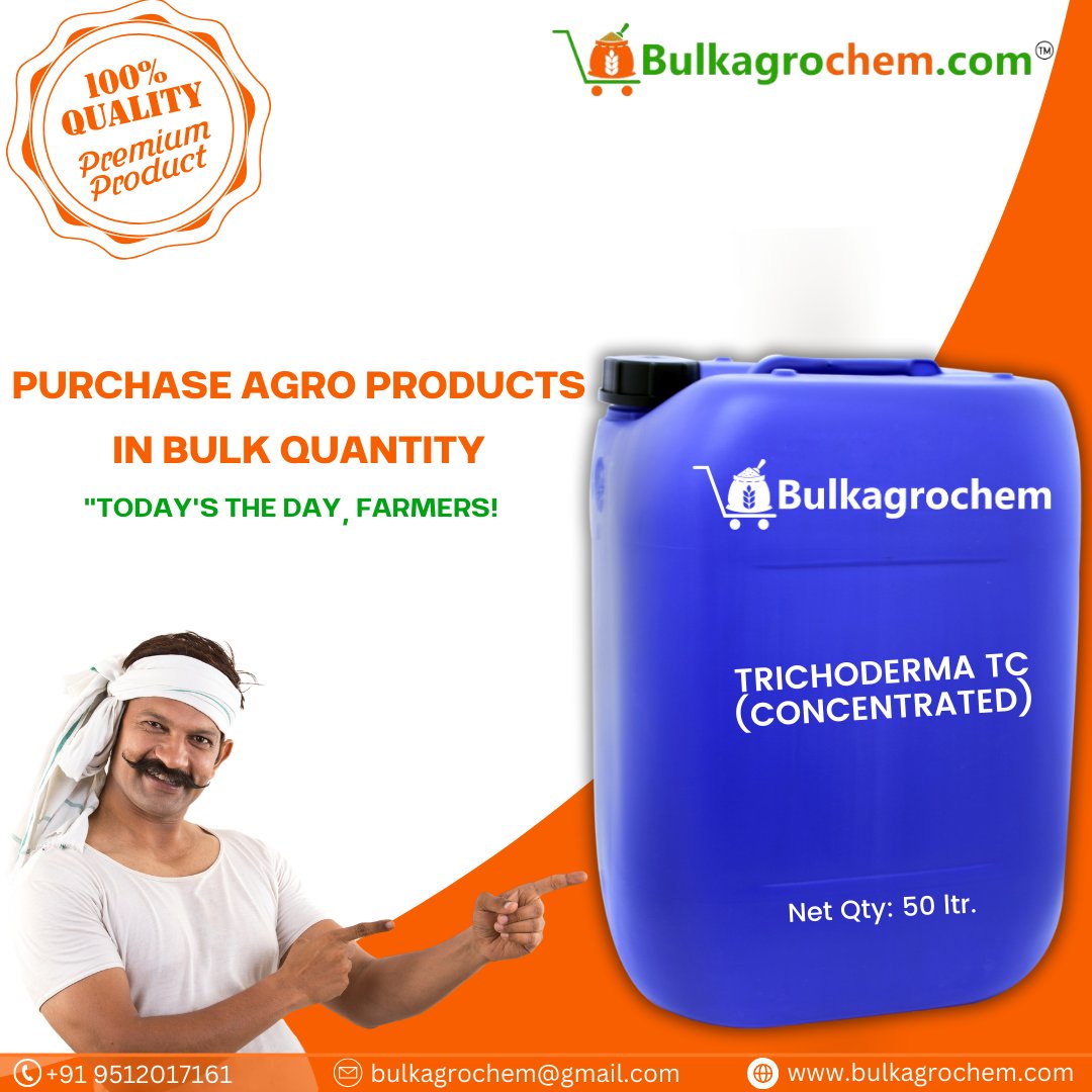 'Trichoderma TC (Concentrated)
We manufacture and supply Best Quality Agro Chemical Raw Material in Bulk Quantity. 
.
To place the order online, please visit us at:
bulkagrochem.com/product/tricod…
Mobile Number: +91 9512017161/+91 8320824171
.
#Agriculture #HumicAcid #AgricultureNews