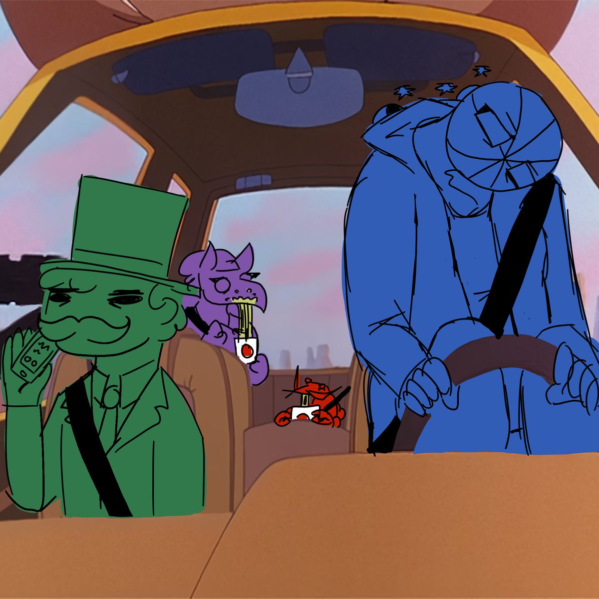 Libraryofcharac's tweet image. #Libraryfools 6am!

Dastards roadtrip!
#Ocart #aprilfools2024 
@PaigeAtLast @anonlobster01