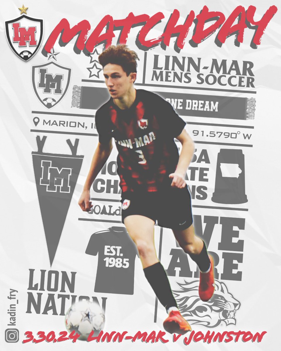 LinnMarSoccer's tweet photo. It's Matchday #1 and the Lions play a pair at home today, kicking off the season vs the defending State Champs.
⚽ LM v Johnston
⌚11:00am
🏟 Linn-Mar Stadium
🎟 via Bound: https://t.co/XEp94kaX1W
#GOALdriven
#IHSAA #iahssoc https://t.co/vX7UXG5oWS