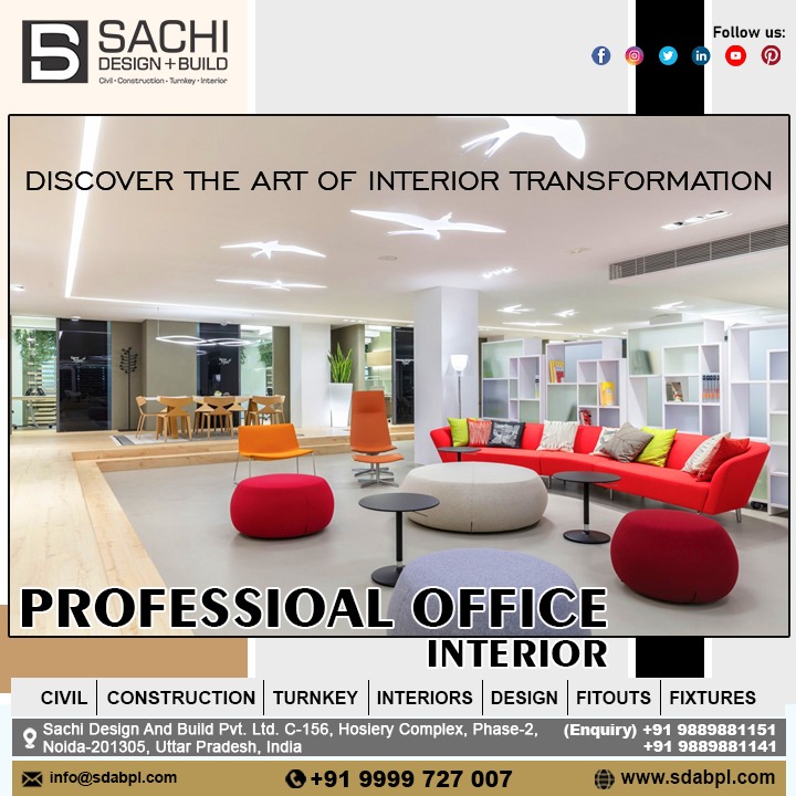 Unlock the potential of your workspace with Sachi Design And Build's tailored professional office interior services. Elevate productivity and style with our expertise. #Officedesign #ProfessionalOffice #workspaceinspiration #modernoffice #officedecor #professionalspace