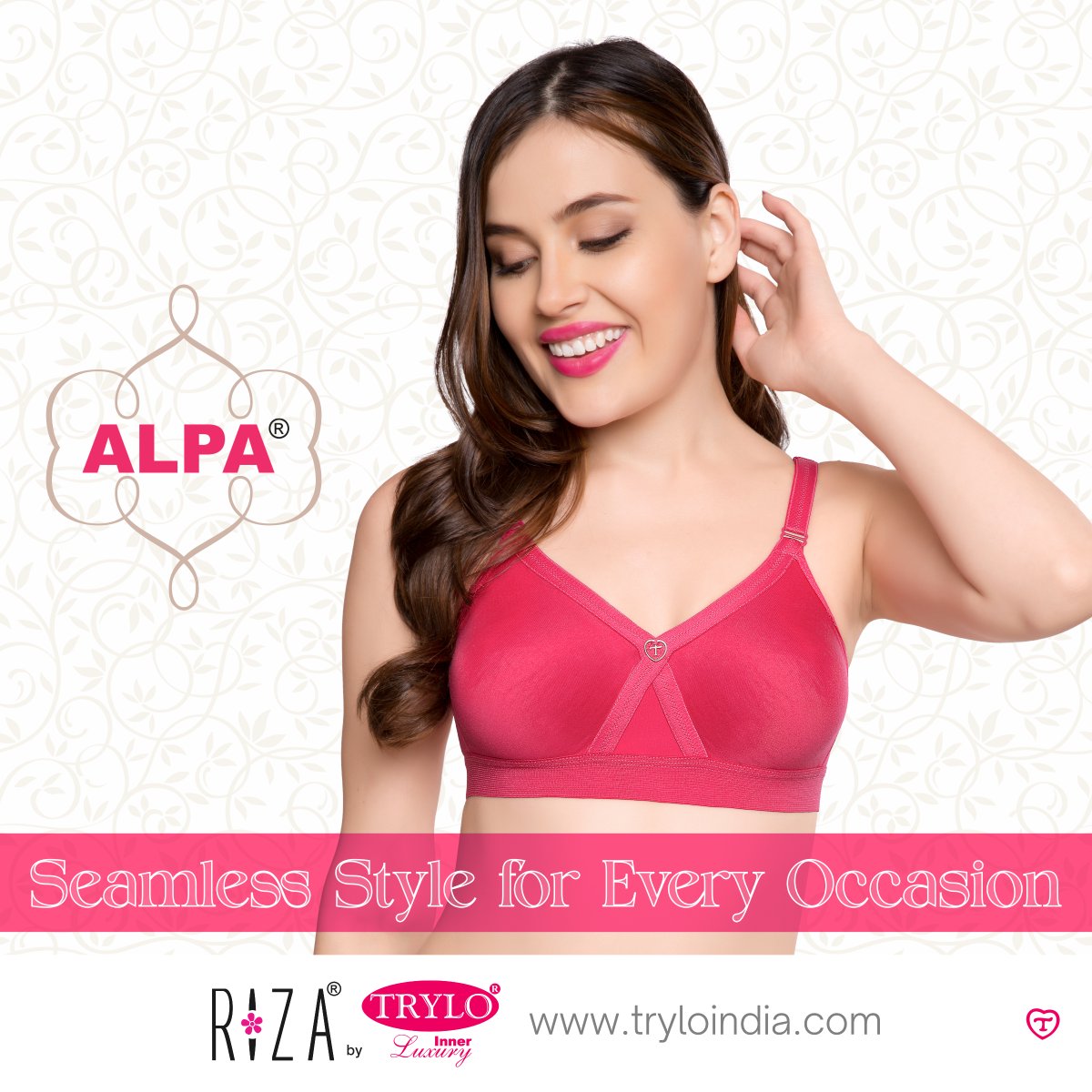 With Alpa, you can confidently flaunt your style in any outfit. The seamless design ensures a smooth appearance, making it the perfect choice for every occasion.

Product shown - Alpa

#TryloIndia #TryloIntimates #RizaIntimates #RizabyTrylo #SeamlessBra #AlpaBra