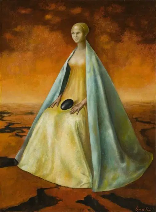 The Guardian of the Black Egg, 1955 by Argentinian Surrealist painter, Leonor Fini #womensart