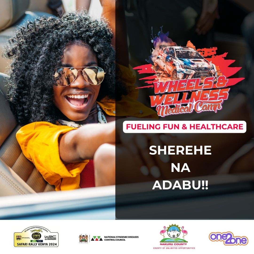 Watu wa WRC Vasha! Remember, it's not just about speed on the track but also about making responsible choices off it. Join us at the Wheels and Wellness Medical Camp to get free HIV testing Condoms, PREP or PEP. Have fun while protected. #WheelsAndWellness #KulaShereheNaAdabu