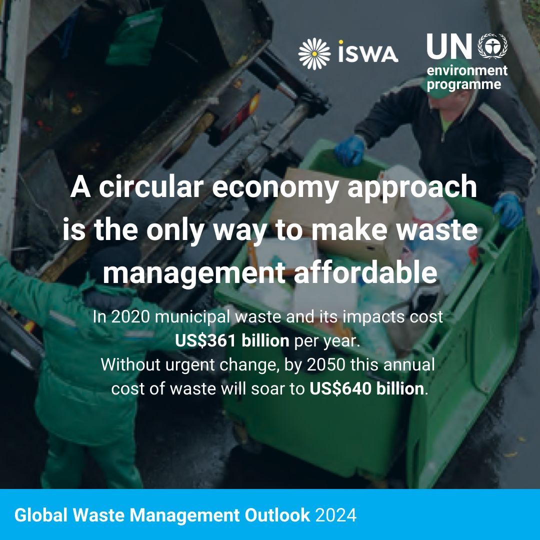 Economic growth & unsustainable consumption are driving up waste production. By 2050, municipal solid waste could hit 3.8 billion tonnes annually. 📢 Dive into the latest findings of UNEP's Global Waste Management Outlook 2024! unep.org/resources/glob… #GWMO2024 @unep_ietc