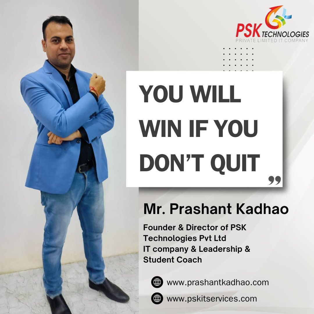You will win if you don’t quit . . #thoughts #pskitservices #motivationmonday #motivated #pskteam #nagpur #winners #goals #successful #motivationalspeaker