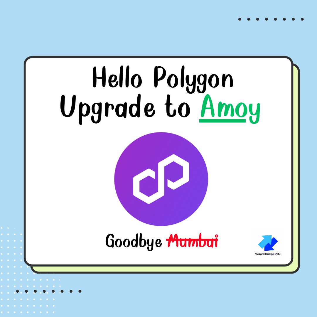 wizardbridgeevm's tweet photo. Upgrade (Testnet) on Amoy 🫡🧙‍♂️
👉  https://t.co/eZ8ucNmRlZ

- Polygon @0xPolygon

#WizardBridgeEVM #Wizard #Bridge #EVM https://t.co/IC9BxTynVW